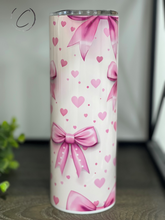 Load image into Gallery viewer, Pink Coquette Bows 20oz Skinny Tumbler