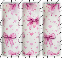 Load image into Gallery viewer, Pink Coquette Bows 20oz Skinny Tumbler