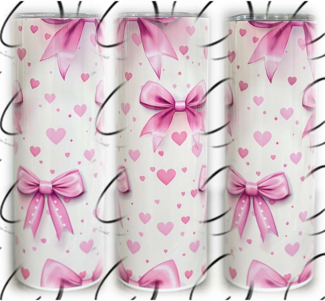 Pink Coquette Bows 20oz Skinny Tumbler