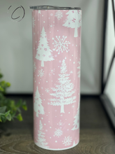 Load image into Gallery viewer, Pink &amp; White Christmas Trees 20oz Skinny Tumbler