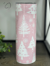 Load image into Gallery viewer, Pink &amp; White Christmas Trees 20oz Skinny Tumbler