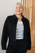 Load image into Gallery viewer, Rhinestone Judy Blue Denim Jacket in Black
