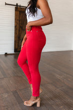 Load image into Gallery viewer, Ruby High Rise Control Top Garment Dyed Judy Blue Skinny Jeans in Red