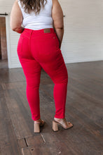 Load image into Gallery viewer, Ruby High Rise Control Top Garment Dyed Judy Blue Skinny Jeans in Red