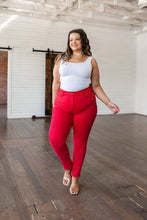 Load image into Gallery viewer, Ruby High Rise Control Top Garment Dyed Judy Blue Skinny Jeans in Red