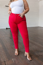 Load image into Gallery viewer, Ruby High Rise Control Top Garment Dyed Judy Blue Skinny Jeans in Red