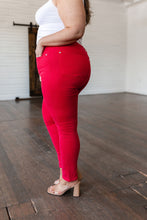 Load image into Gallery viewer, Ruby High Rise Control Top Garment Dyed Judy Blue Skinny Jeans in Red
