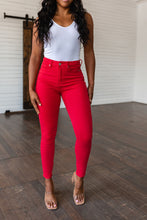 Load image into Gallery viewer, Ruby High Rise Control Top Garment Dyed Judy Blue Skinny Jeans in Red