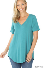 Load image into Gallery viewer, Basic Rayon Short Sleeve V-Neck Top