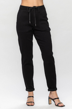 Load image into Gallery viewer, Jet Black Double Roll Cuff Judy Blue Joggers