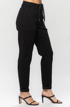 Load image into Gallery viewer, Jet Black Double Roll Cuff Judy Blue Joggers
