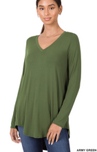 Load image into Gallery viewer, Basic Rayon Long Sleeve V Neck Top
