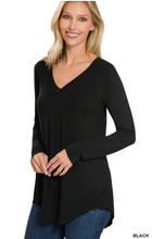 Load image into Gallery viewer, Basic Rayon Long Sleeve V Neck Top