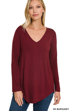 Load image into Gallery viewer, Basic Rayon Long Sleeve V Neck Top