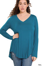 Load image into Gallery viewer, Basic Rayon Long Sleeve V Neck Top
