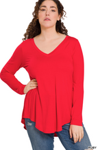 Load image into Gallery viewer, Basic Rayon Long Sleeve V Neck Top