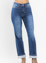 Load image into Gallery viewer, High Waist Dark Wash Thermal Straight Judy Blue Jeans
