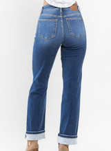Load image into Gallery viewer, High Waist Dark Wash Thermal Straight Judy Blue Jeans