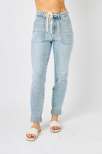 Load image into Gallery viewer, High Waist Vintage Double Cuff Light Wash Judy Blue Joggers