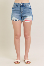 Load image into Gallery viewer, High Rise Americana Flag Print Fray Hem Shorts