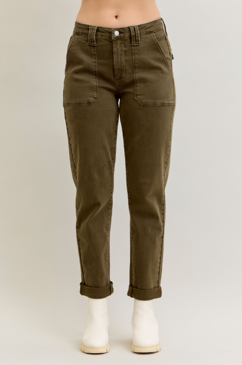 HW Aurora Weekender Garment Dyed Dark Forest Cuffed Judy Blue Joggers