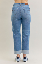 Load image into Gallery viewer, High Waist Boyfriend Criss-Cross Cuff Judy Blue Jeans