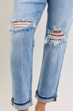 Load image into Gallery viewer, Mid Rise Judy Blue Boyfriend Jeans w/ Destroy &amp; Cuff
