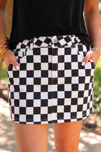 Load image into Gallery viewer, Nova Denim Skirt- Checkerboard Checkered