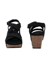 Load image into Gallery viewer, TORY FAUX LEATHER DOUBLE CRISS CROSS Wedge in Black