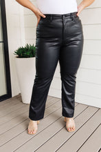 Load image into Gallery viewer, Control Top Faux Leather Judy Blue Pants in Black