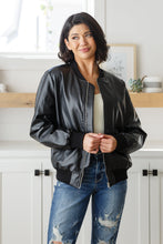 Load image into Gallery viewer, This Is It Faux Leather Bomber Jacket In Black