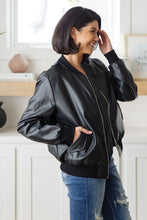 Load image into Gallery viewer, This Is It Faux Leather Bomber Jacket In Black