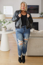 Load image into Gallery viewer, This Is It Faux Leather Bomber Jacket In Black