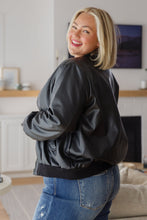 Load image into Gallery viewer, This Is It Faux Leather Bomber Jacket In Black