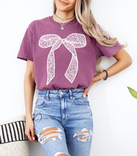 Load image into Gallery viewer, Faux Lace Bow Graphic Tee
