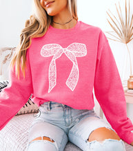 Load image into Gallery viewer, Faux Lace Bow Sweatshirt