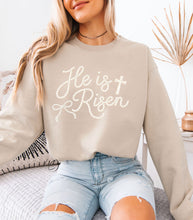 Load image into Gallery viewer, Faux Pearl He Is Risen Sweatshirt