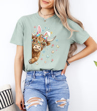 Load image into Gallery viewer, Hoppy Easter Highland Cow Graphic Tee