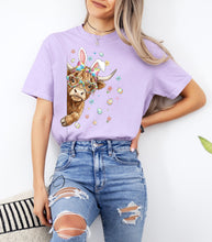 Load image into Gallery viewer, Hoppy Easter Highland Cow Graphic Tee