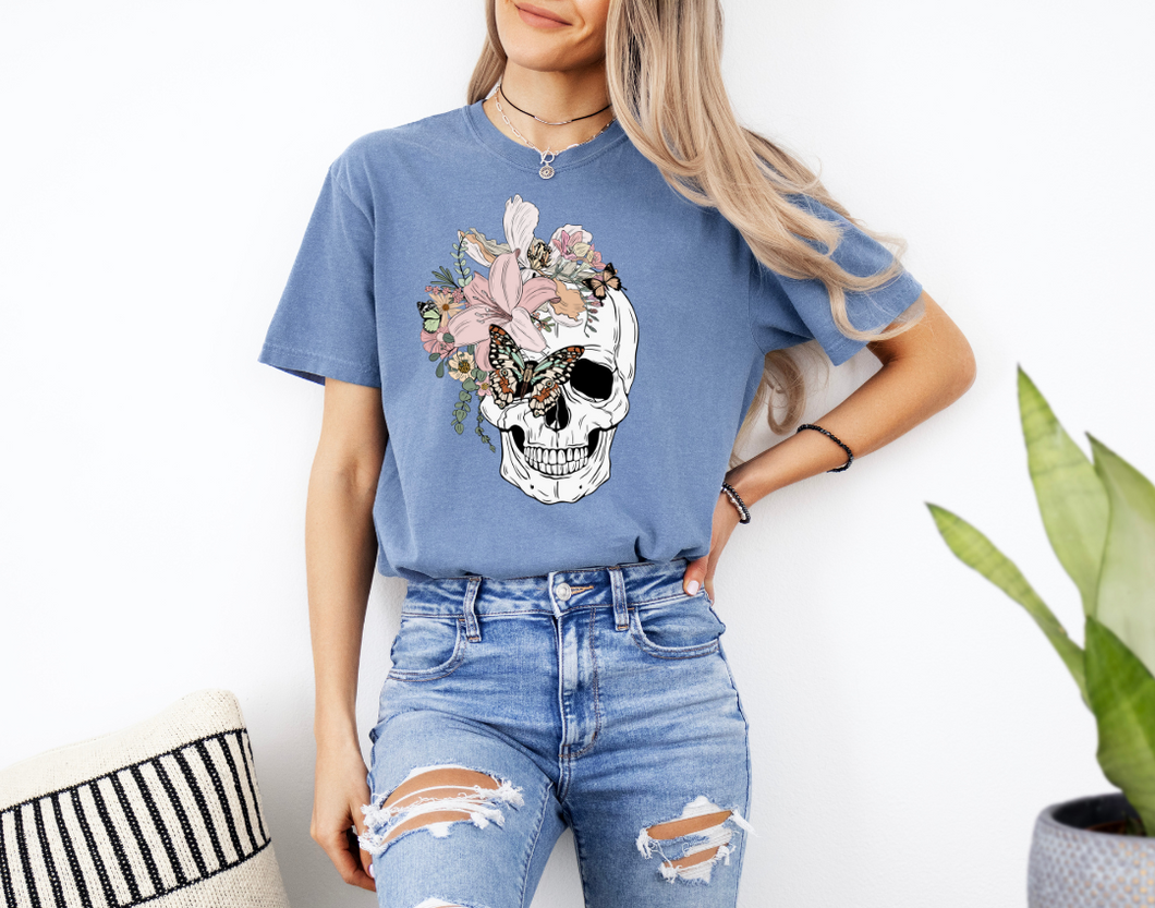Floral Skull Graphic Tee