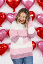Load image into Gallery viewer, Cozy Block Sweater in V-Day Stripes