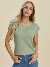 Load image into Gallery viewer, Notched Cap Sleeve Knit Top