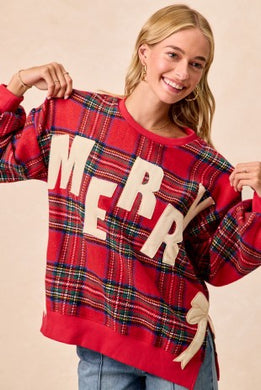 MERRY & Bright Plaid Pullover