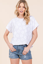 Load image into Gallery viewer, Floral Textured Short Sleeve T-Shirt in White