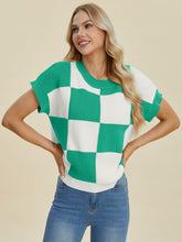Load image into Gallery viewer, CharlieMae Checkered Short Sleeve Sweater