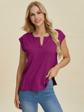 Load image into Gallery viewer, Notched Cap Sleeve Knit Top