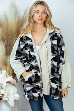 Camo Sherpa Full Zip Jacket