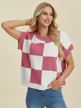 Load image into Gallery viewer, CharlieMae Checkered Short Sleeve Sweater