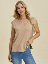 Load image into Gallery viewer, Notched Cap Sleeve Knit Top