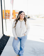 Load image into Gallery viewer, Coastal Breeze Striped Henley Sweater